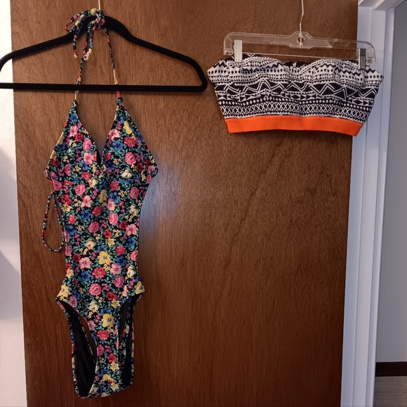Festival Swim & Top Bundle | Forever 21 Floral Cutout + Aztec Bandeau - Picture 1 of 16